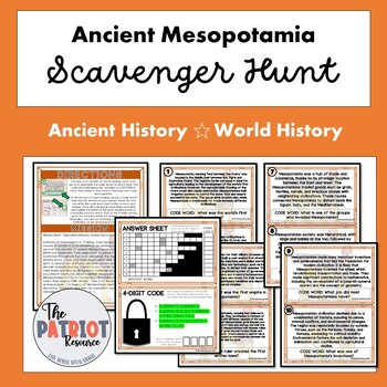 Preview of Ancient Mesopotamia Reading Comprehension & Text Evidence Scavenger Hunt