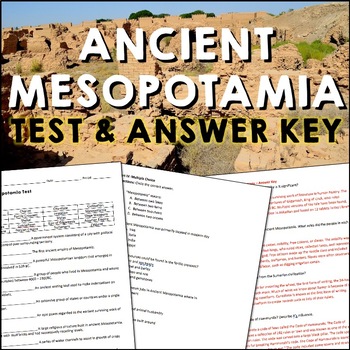 Preview of Ancient Mesopotamia Test and Answer Key