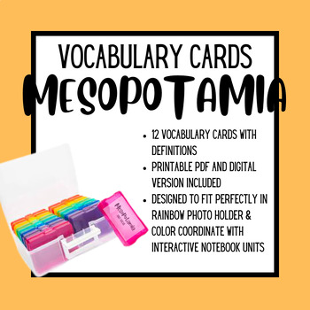 Preview of Ancient Mesopotamia Vocabulary Cards (Printable & Digital Version Included)