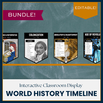 Preview of Ancient & Modern World History Timeline | BUNDLE | Classroom Decor