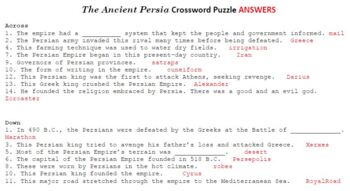 Ancient Persia Crossword Puzzle Grades 5 7 by Integrated Lessons