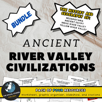 Preview of Ancient River Valley Civilization Stations, Worksheet, Slideshow, and More
