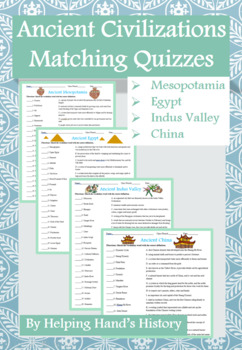 Preview of Ancient River Valley Civilizations Activity Matching with Answer Key