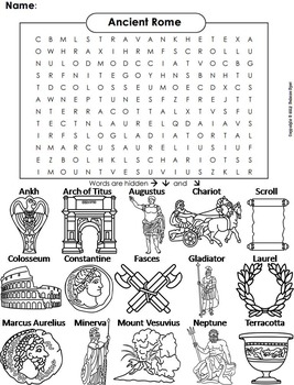 Ancient Rome/ Roman Empire Word Search/ Coloring Sheet by Science Spot