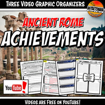 Preview of Ancient Rome Achievements YouTube Video Graphic Organizer Notes Doodle Style