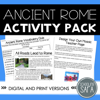 Preview of Ancient Rome Activity Pack | Digital and Print | 3rd Grade VA SOL Aligned