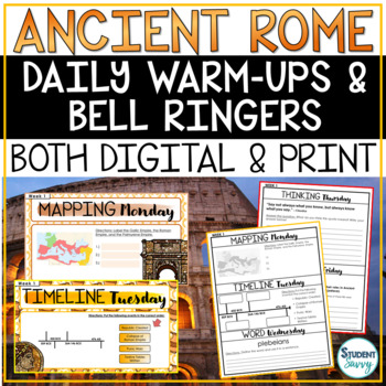 Preview of Ancient Rome Bell Ringers Map Warm Ups Morning Work Mapping Timeline 6th Grade