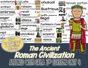 Preview of Ancient Rome Civilization CKLA Unit 4 Vocabulary Cards 3rd Grade