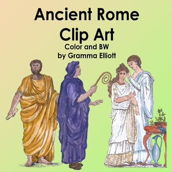 Preview of Ancient Rome Clip Art in Realistic vintage Style Color and BW