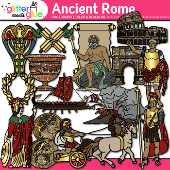 Preview of Ancient Rome Clipart: Colosseum, Gladiator, and Gods Clip Art Transparent PNG