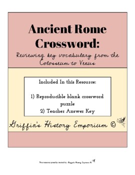 Ancient Rome Crossword Puzzle by Griffin s History Emporium TPT