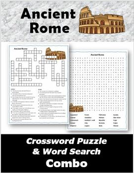 Ancient Rome Crossword Puzzle Word Search Combo TPT