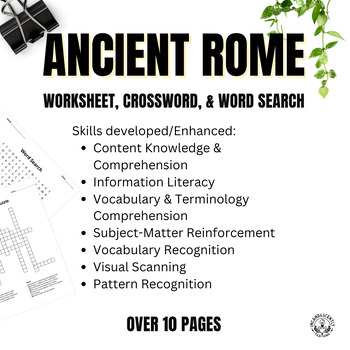 Preview of Ancient Rome Crossword, Word Search & Worksheet: Early Finisher Activity