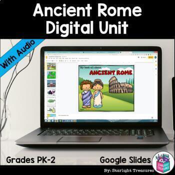 Preview of Ancient Rome Digital Unit for Early Readers, Google Slides with Audio