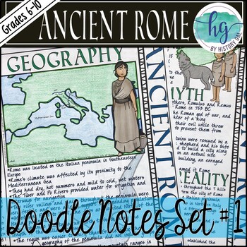 Preview of Ancient Rome Doodle Notes Set 1 for Geography and Founding of Rome