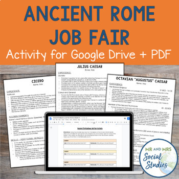 Preview of Ancient Rome Emperors and Leaders Job Fair Activity | Cicero, Caesar, Augustus