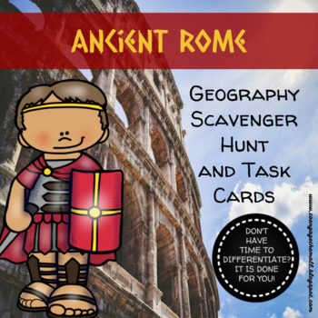 Preview of Ancient Rome: Geography Scavenger Hunt  and Task Cards - Differentiated
