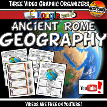 Preview of Ancient Rome World Physical Geography Intro Video Worksheet & Map Activities