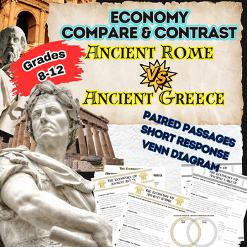 Preview of Ancient Rome & Greece ECONOMY Paired Passage Compare Write ELA History 8-12