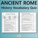 Ancient Rome History Vocabulary Quiz - Editable Worksheet