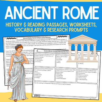 Preview of Ancient Rome:  Informational History Passages, Worksheets, & Research Packet