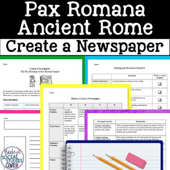 Preview of Ancient Rome Pax Romana Roman Empire Newspaper Project