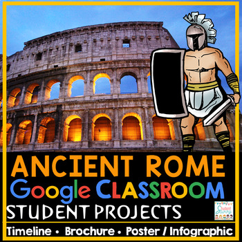 Preview of Ancient Rome Projects Google Classroom Slides Timeline Poster Digital Activities