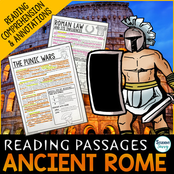 Preview of Ancient Rome Reading Passages Comprehension Questions Annotations Roman Empire