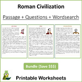 Ancient Rome Roman Civilization Reading Comprehension Bundle