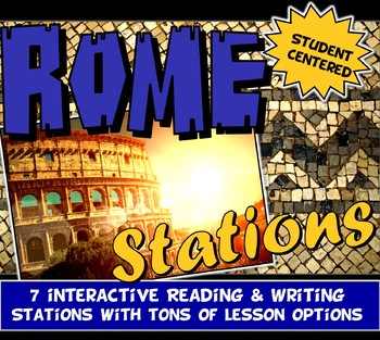 Preview of Ancient Rome Reading Stations & Graphic Organizer Worksheet: Digital & Print