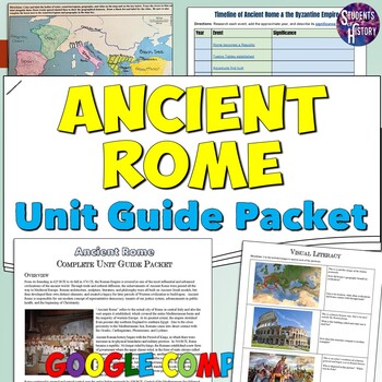 Preview of Ancient Rome Study Guide Unit Packet Worksheets, Timeline, & Map Activities