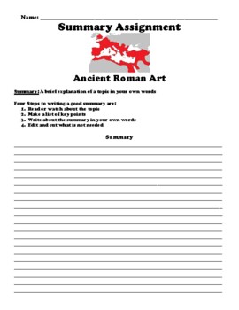 Preview of Ancient Rome Summary Writing Packet (44 Total Topics)