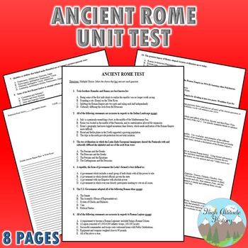 Preview of Ancient Rome Test (World History)