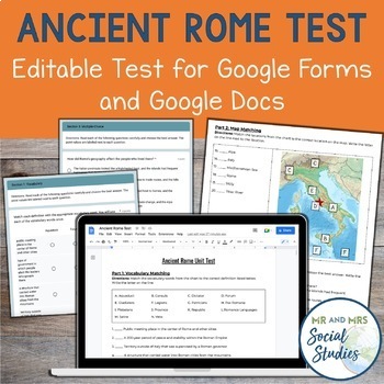 Preview of Ancient Rome Test for Google Drive | Study Guide and Unit Assessment