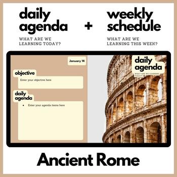 Preview of Ancient Rome Themed Daily Agenda + Weekly Schedule for Google Slides
