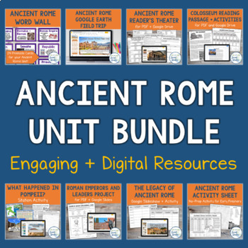 Preview of Ancient Rome Unit Bundle | Activities, Simulation, Notes, Timeline, Test