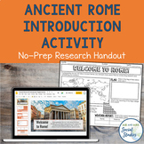 Ancient Rome Unit Introduction Research Activity | Workshe