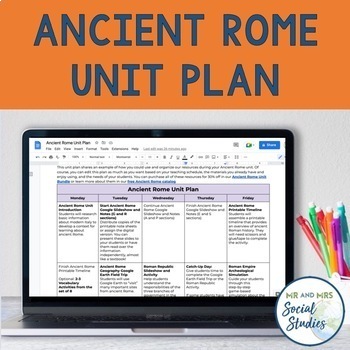 Preview of Ancient Rome Unit Plan and Lesson Overview