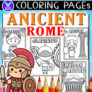 Preview of Ancient Rome Vocabs Coloring Pages & Writing Paper Activities ELA No PREP