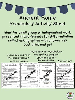 Ancient Rome Vocabulary by GrowingRoots | Teachers Pay Teachers