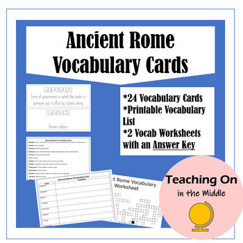 Ancient Rome Vocabulary Cards by Teaching On in the Middle | TPT