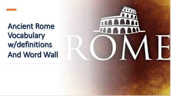 Preview of Ancient Rome Vocabulary w/definitions and Wordwall