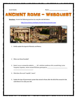 Preview of Ancient Rome - Webquest with Key (Roman Empire)