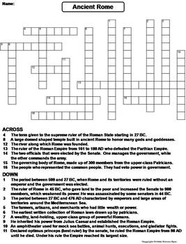 Ancient Rome Worksheet/ Crossword Puzzle (Roman Empire Unit) by Science