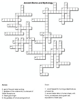 Ancient Rome and Mythology Crossword by Northeast Education TPT