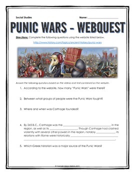 Preview of Ancient Rome and the Punic Wars - Webquest and Map Assignment with Key
