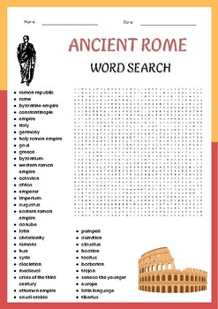 Ancient Rome word search Puzzle worksheet activities for kids, | TPT