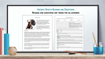 Preview of Ancient Sparta Reading and Questions- Tiered for all student types