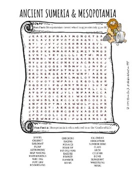 Preview of Ancient Sumeria & Mesopotamia word search puzzle worksheet