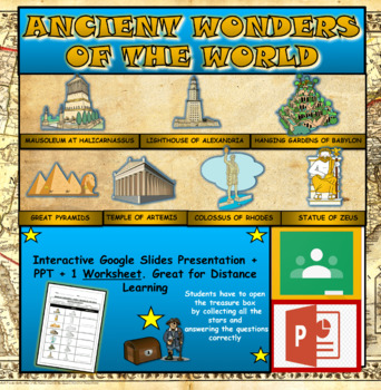 Preview of Ancient Wonders Of The World: Interactive Google Slides + PPT. Distance Learning